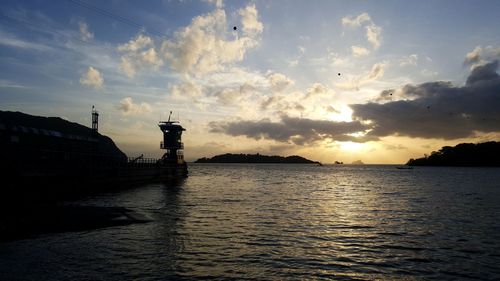 Scenic view of sea against cloudy sky