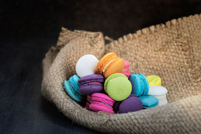 High angle view of multi colored candies