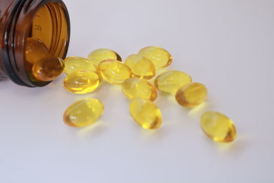 High angle view of candies on table