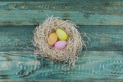 High angle view of easter egg on table