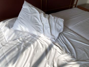 High angle view of blanket on bed at home