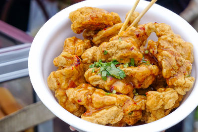 Close-up of food served in plate