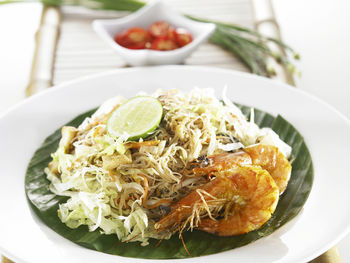 Close-up of noodles in bowl