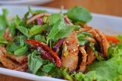 Close-up of salad in plate