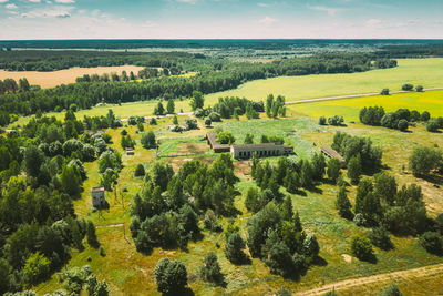 High angle view of townscape against sky