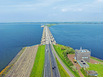 High angle view of sea against sky