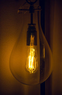 Close-up of illuminated light bulb