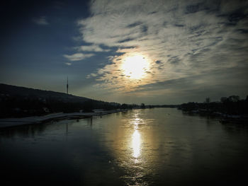 Scenic view of sunset over river