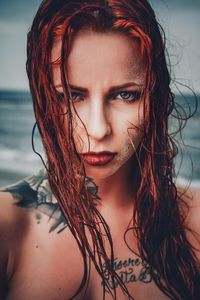 Close-up portrait of beautiful young woman
