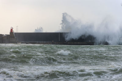 Stormy sea on the etna ionian coast of riposto