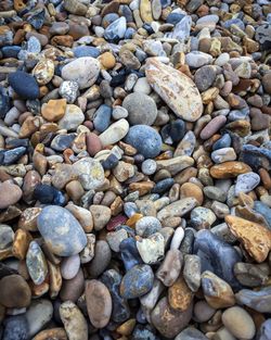 High angle view of stones on beach