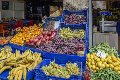 Various fruits for sale at market stall