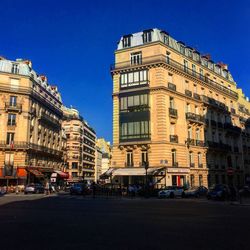 View of city street against clear sky