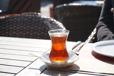 Close-up of tea served on table