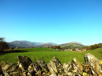 Scenic view of landscape against clear sky