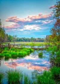 Scenic view of lake against sky