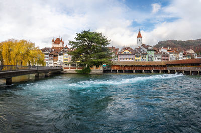 Bridge over river in city