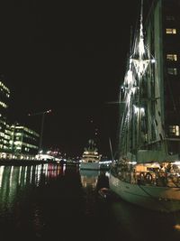 View of illuminated buildings at night