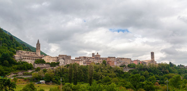 Skyline of little medieval town leonessa, province of rieti, lazio