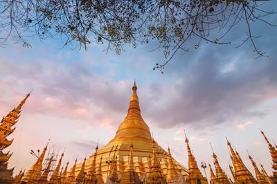 Low angle view of pagoda against sky