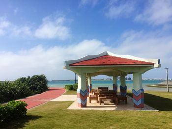 Built structure against cloudy sky