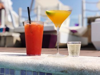 Close-up of drinks on table