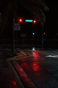 Road sign at night