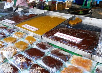 High angle view of food for sale in store