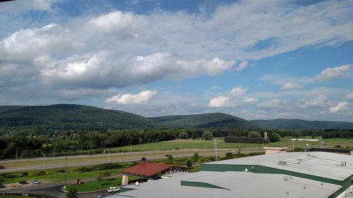 High angle view of mountain range