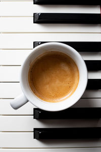 High angle view of coffee on table