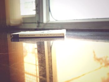 Close-up of window on table