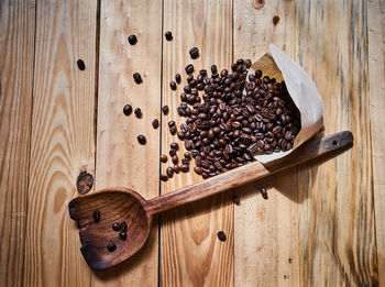 Directly above shot of coffee beans on table