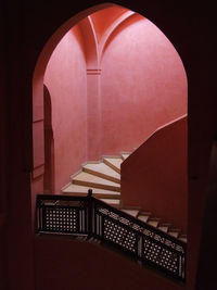 High angle view of spiral staircase in moroccan villa.