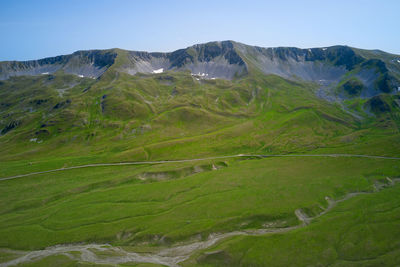 Aerial view of the road that crosses campo imperatore abruzzo