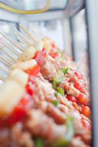 Close-up of chopped vegetables in plate