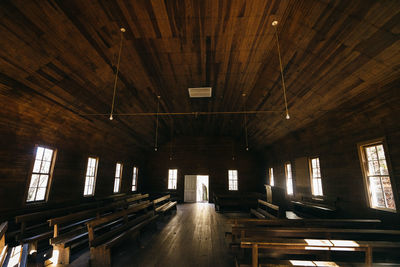 Low angle view of illuminated lights in building