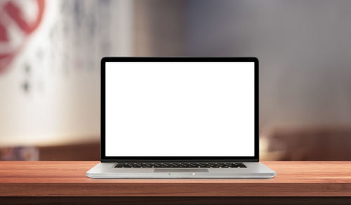 Close-up of laptop on table