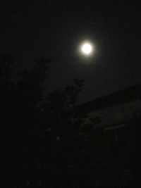 Low angle view of illuminated moon at night