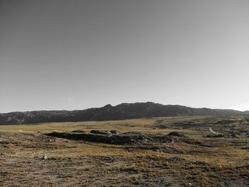 Scenic view of mountains against clear sky