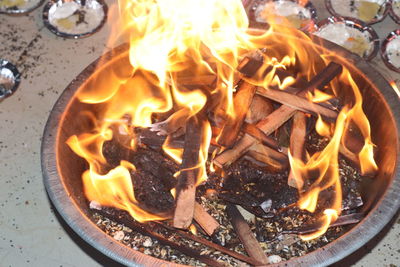 Close-up of bonfire