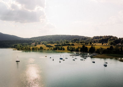 Scenic view of lake against sky