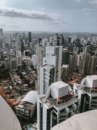 High angle view of modern buildings skyscrapers in panama city