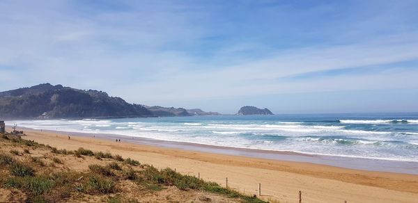 Scenic view of beach against sky