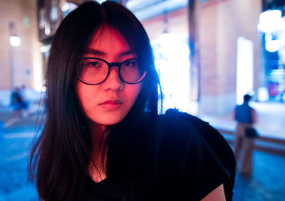 Portrait of woman wearing eyeglasses