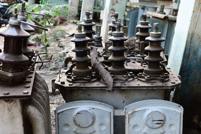 High angle view of machinery in industry