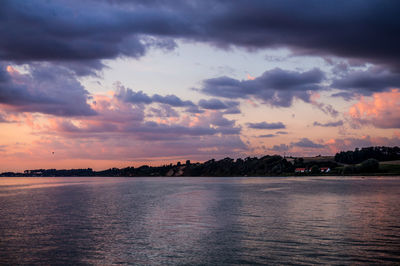 Scenic view of sea against sky at sunset