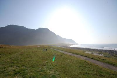 Scenic view of sea against clear sky