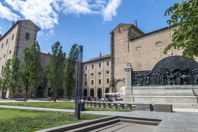 The pilotta complex in parma with the monument of giuseppe verdi
