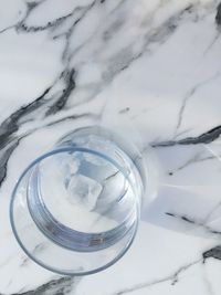 High angle view of ice glass