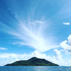 Scenic view of sea against blue sky